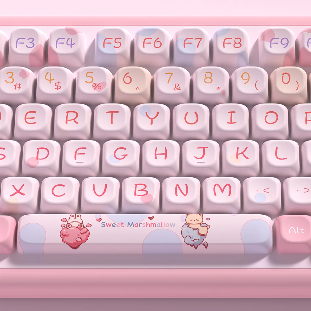 Imagem -04 - Keycaps Personalizados do Tema do Algodão Doce Perfil Sca Keycap dos Desenhos Animados para o Teclado Mecânico com 7u e Iso Key Cap