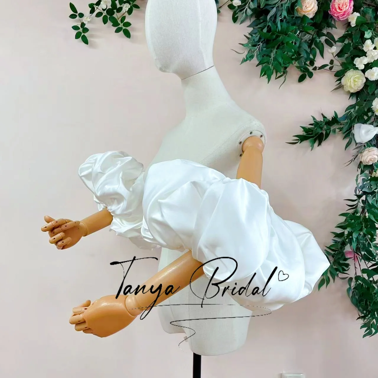 Elegant Puffy Satin Detachable Bridal Sleeves Arm Cover Removable Wedding Accessories for Brides