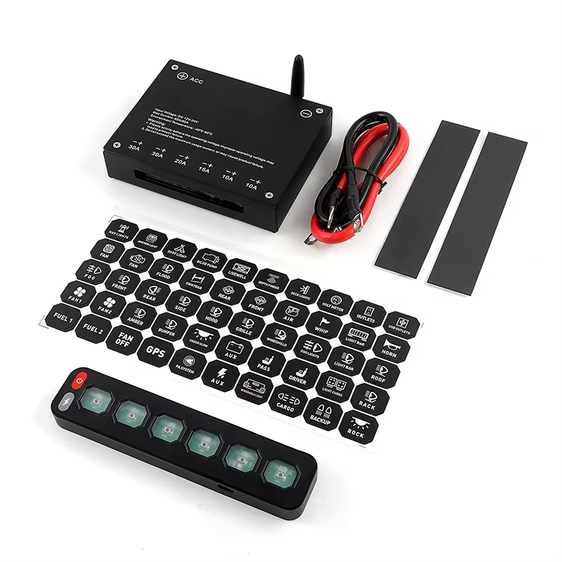 

Intelligent Library 12V 24V Universal Wireless Control 6 GANG Switch Panel Flicker Lighting Mode Auxiliary Circuit Control Box W