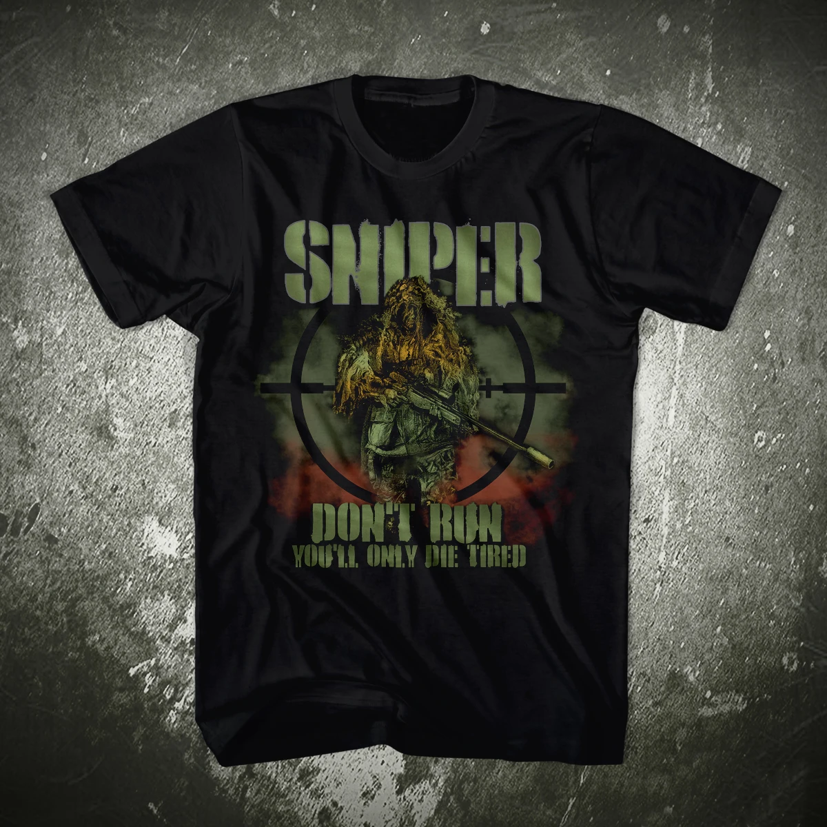 

Don't Run You'll Only Die Tired. Funny Sniper T-Shirt 100% Cotton O-Neck Short Sleeve Summer Casual Mens T-shirt Streetwear