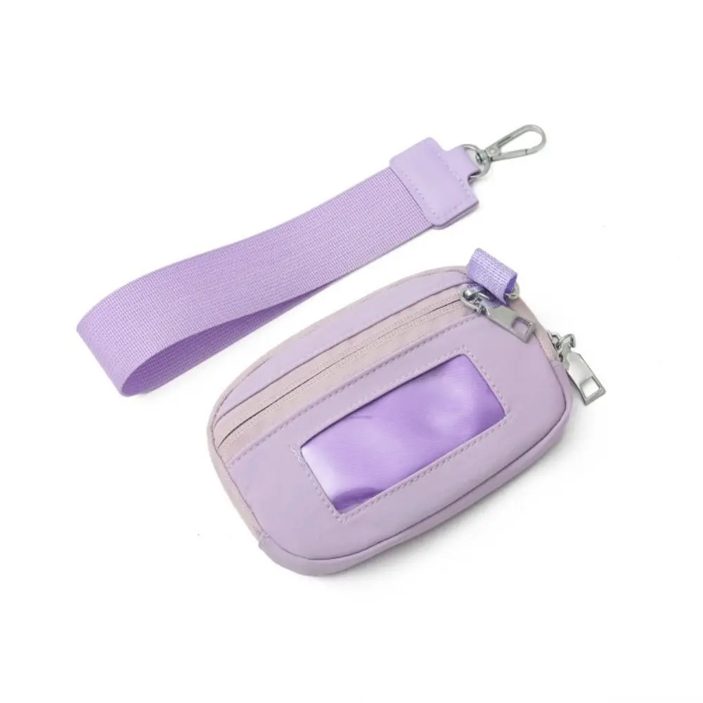 Fashion Nylon Hanging Card Holder Mini Portable Small Square Purse Bag Waterproof Multifunction Coin Bag with Lanyard Outdoor