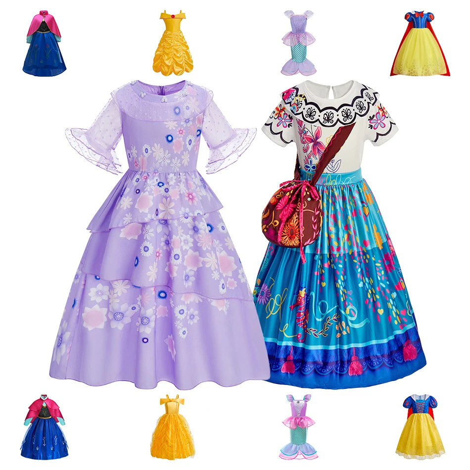 فساتين أميرات إلسا للهالوين للأطفال، أزياء حورية البحر للفتيات، ملابس تنكرية سنو وايت بيل، فستان حفلة عيد الميلاد