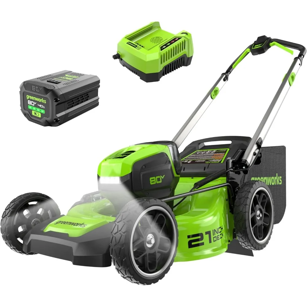 

80V 21" Brushless Cordless (Push) Lawn Mower (LED Headlight + Aluminum Handles), 4.0Ah Battery and Rapid Charger Included