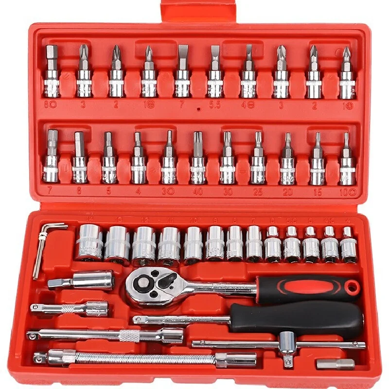 

46pcs Ratchet Wrench Set Kit Sleeve For Car Motorcycle Bicycle Repair Tools Combination Repair Wrench Socket Spanner Screwdriver