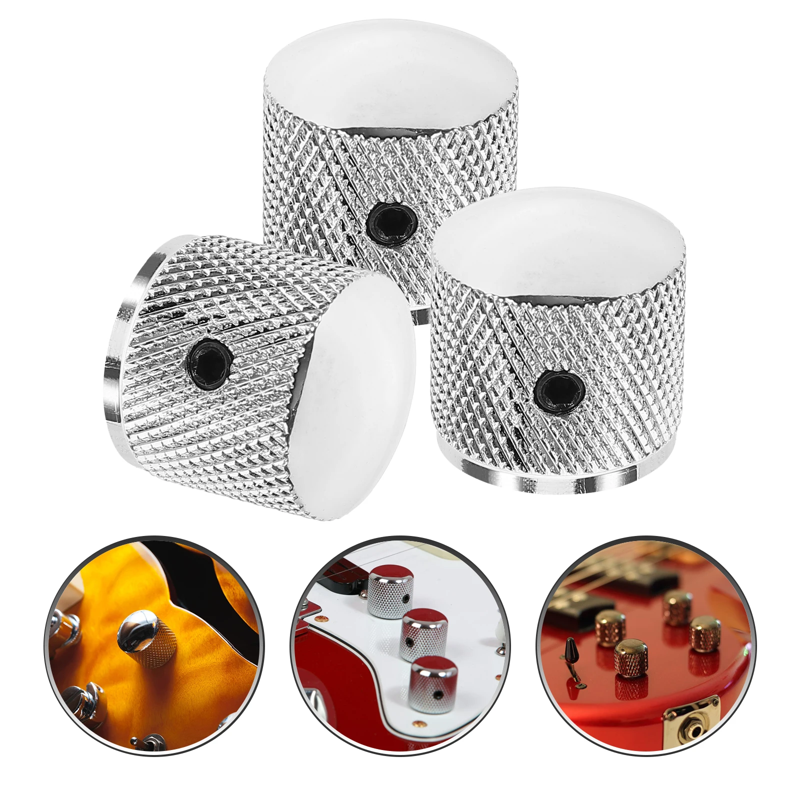 

3Pcs Guitar Volume Knobs Metal Tone Control Replacement for Electric Guitar Bass Amplifier Effect Pedal Instrument Accessories