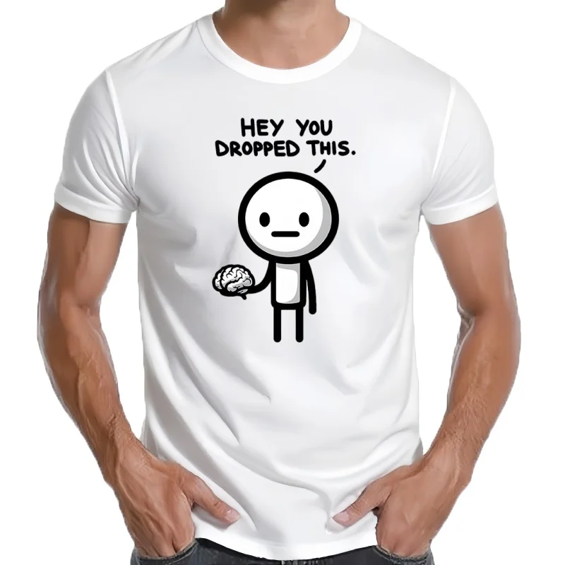 divertida para hombre, Tops de verano, por favor use tu cerebro, camisetas con estampado estúpido,  manga corta con cu