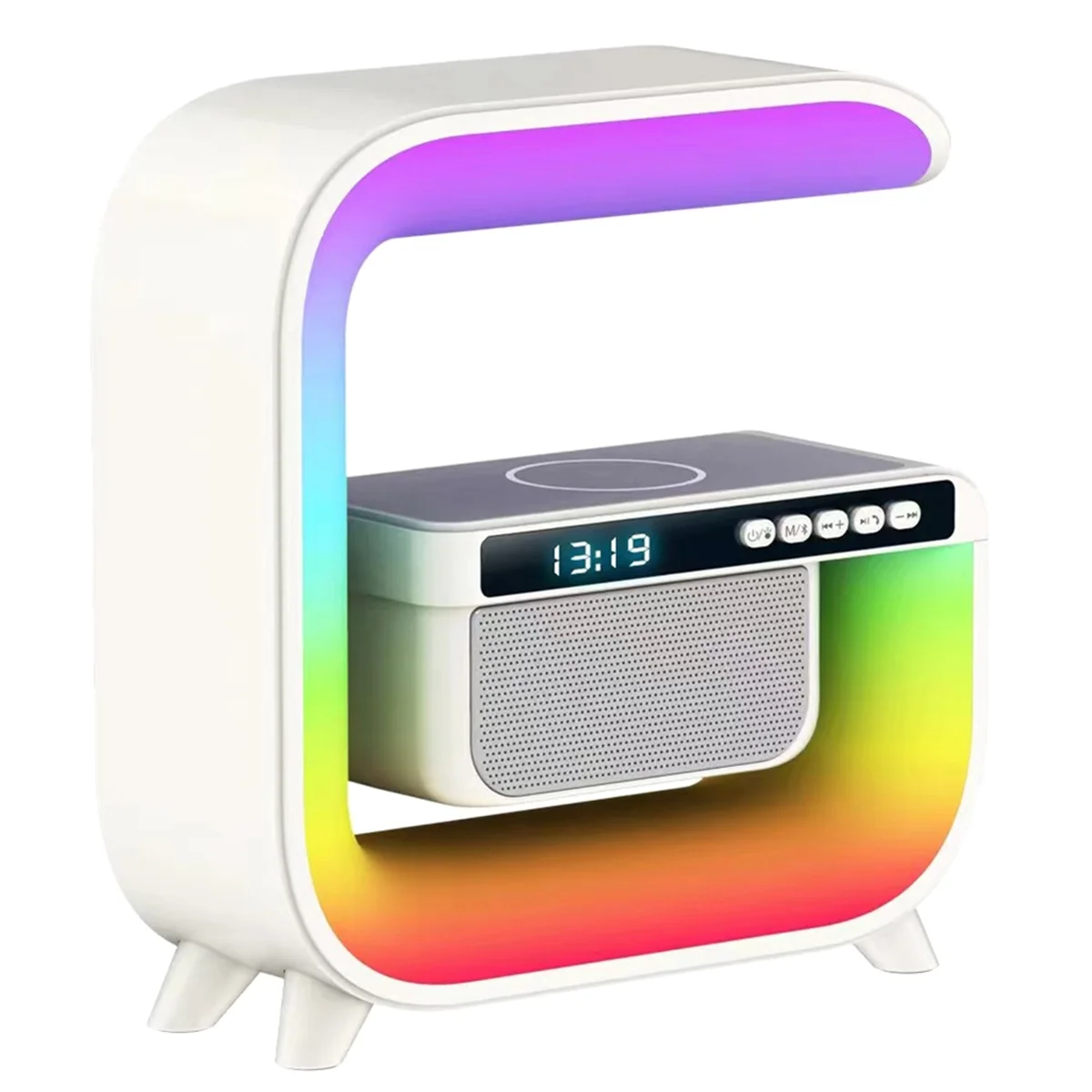 

Bluetooth Speaker Alarm Clock Monitor 15W Wireless Charging Desktop Colorful Ambient Light