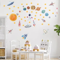 Creative Travel Planet Space Astronaut Wall Stickers Detachable Children's Room Nursery Background Decoration Wall Stickers