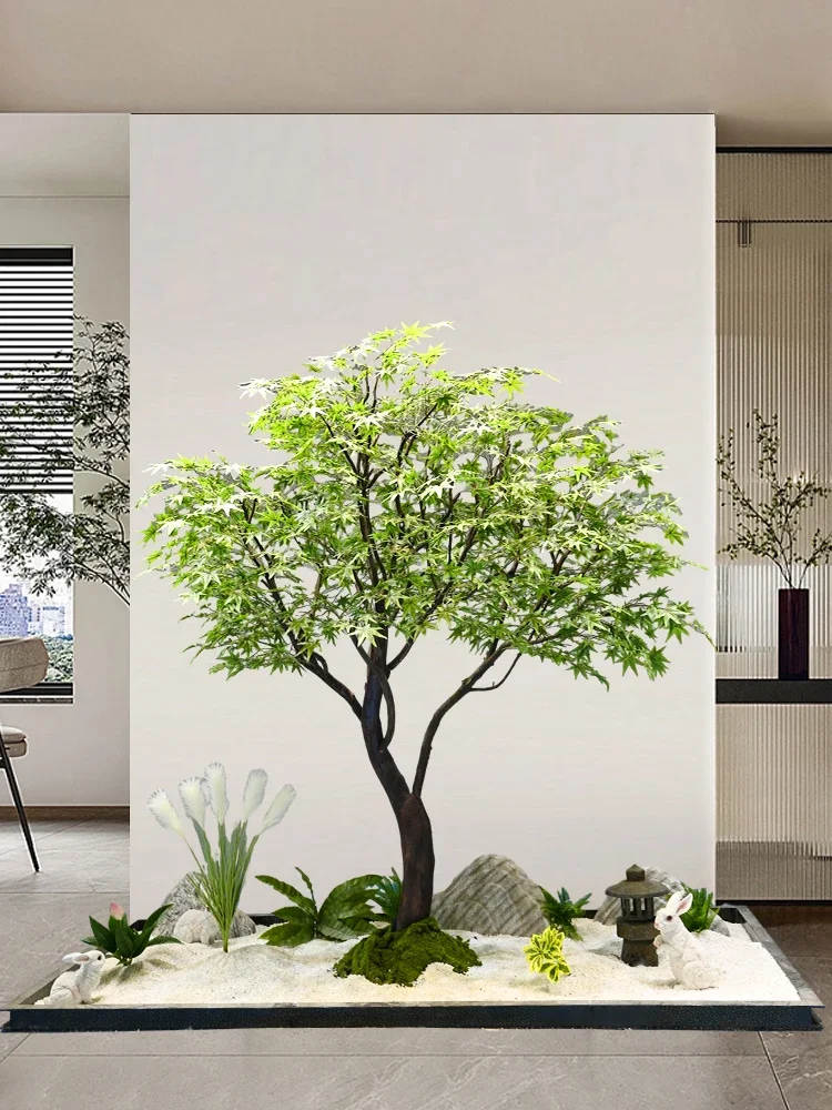 Simulation tree, large green plant, interior decoration design, window landscape display props