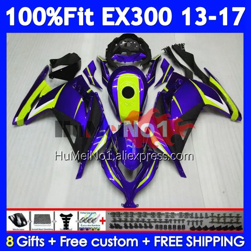 Fairing For KAWASAKI NINJA ZX3R EX 300 Green blue R 300R CC 2013 2014 2015 2016 2017 234No.141 EX300R EX300 13 14 15 16 17 Body