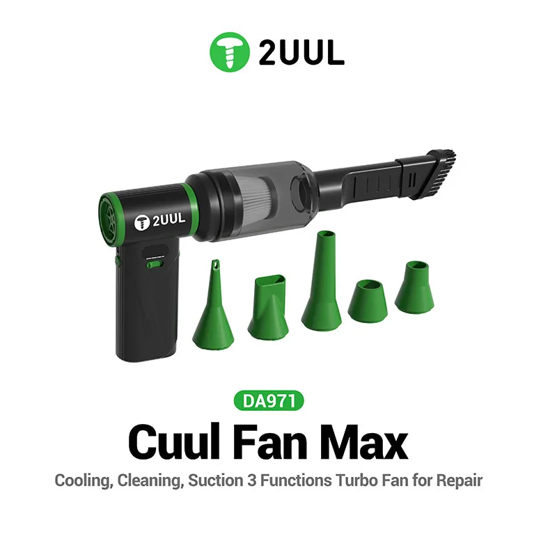 2UUL DA971 Cuul Fan Max Turbo Fan for Repair Cooling, Cleaning, Suction 3 Functions Turbo Fan for Repair
