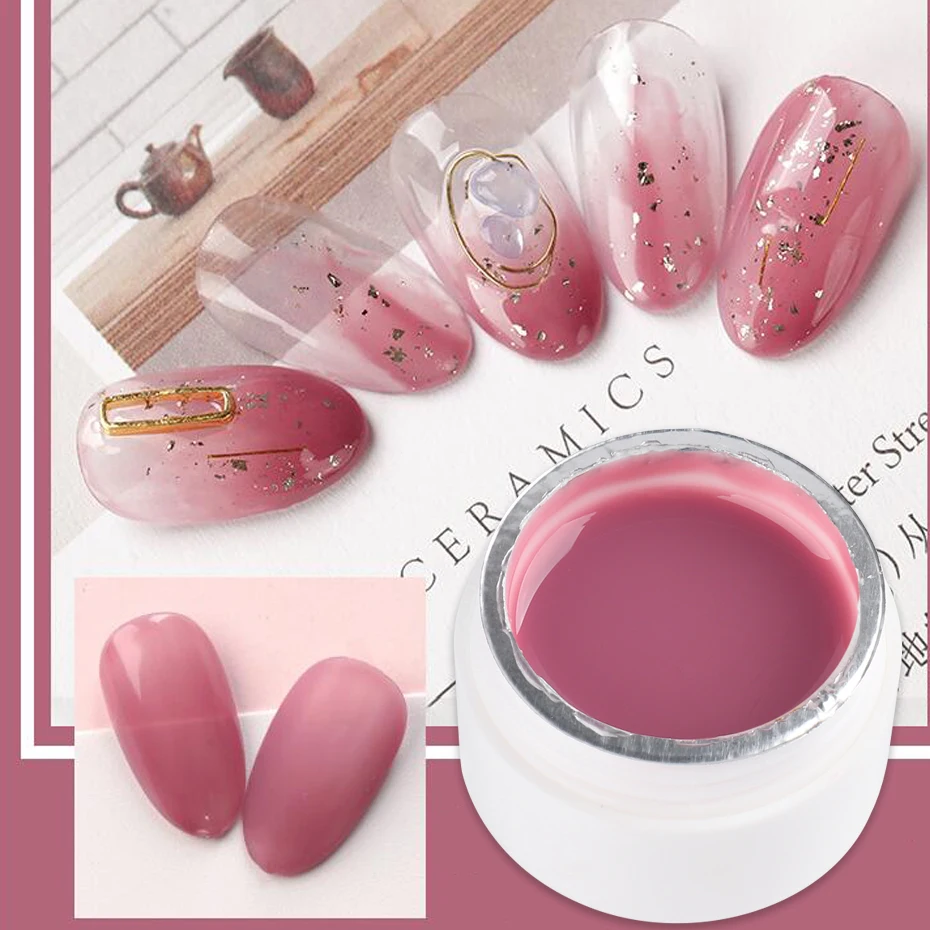 Opal Jelly Nail Gel Polish, Verniz UV, Laca Manicure, Semi-transparente, Soak Off, Rosa, Roxo, 12 cores, 6ml, JI1777