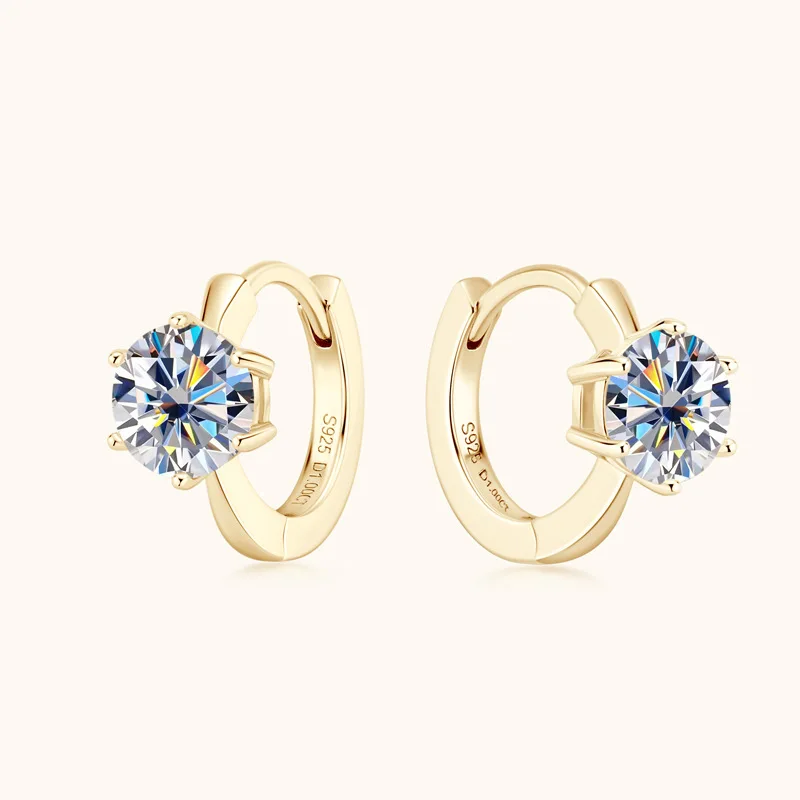 

Six-Prong Moissanite Studs Designer-Inspired Minimalist Luxury Hypoallergenic S925 Sterling Silver B2B Wholesale Earrings