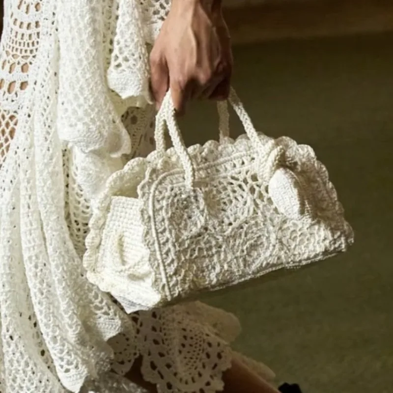 Hot French Minimalist Handmade Woven Bag Women Daily Casual Commute Single Shoulder Bag Small Tote Bag Large Size and Small Size