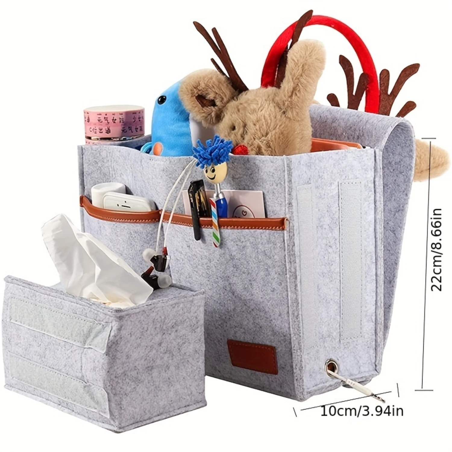 Rustic Felt Bedside Caddy: Multi-Purpose Bedroom Organizer & Polyester Sofa Hanging Pocket - Traditional Style, Durable Holder f