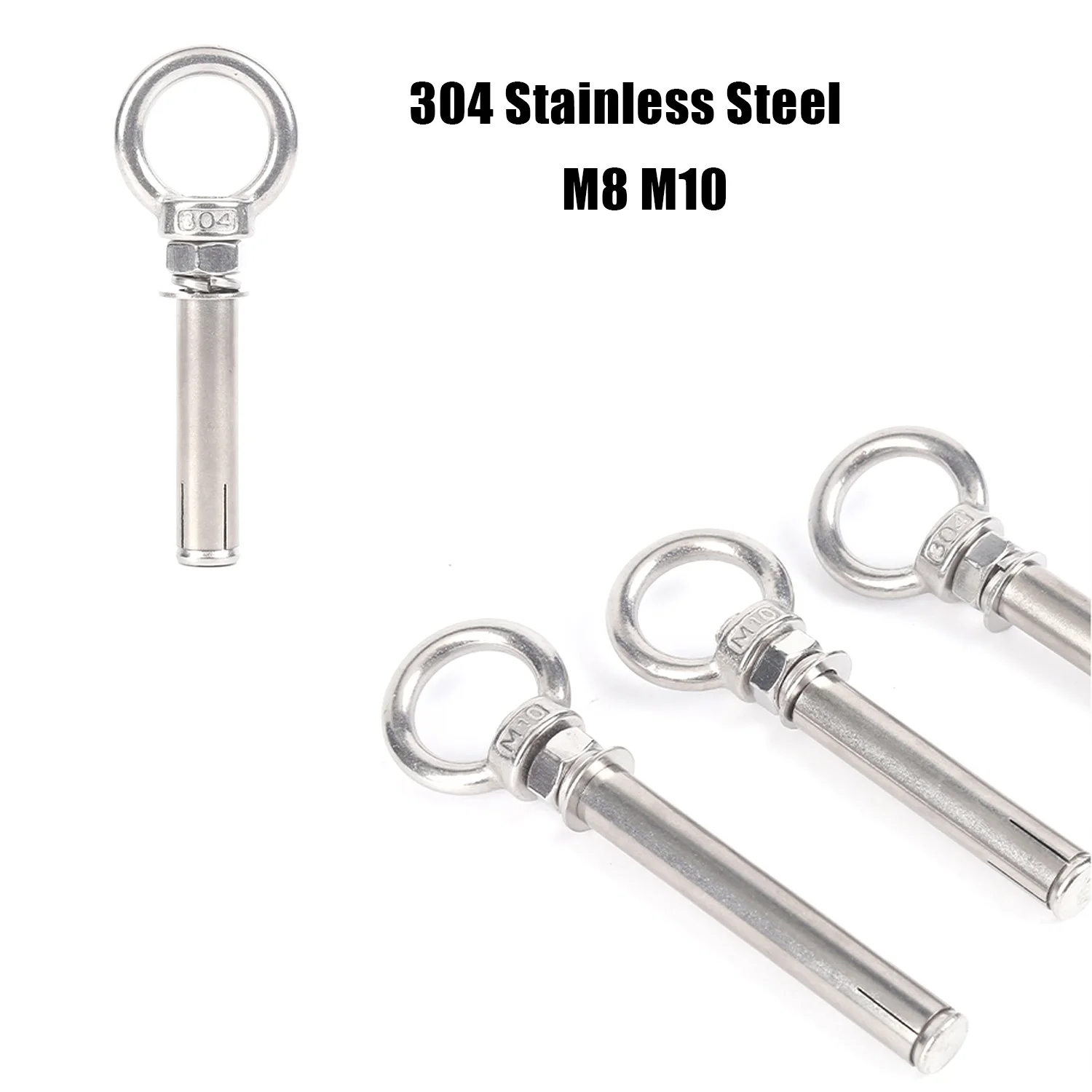 1pcs M8 M10 304 Stainless Steel Expansion Bolts With Ring Hook Anchor Concrete Expansion Eye Bolt Expansion Screws 50-200mm Scre
