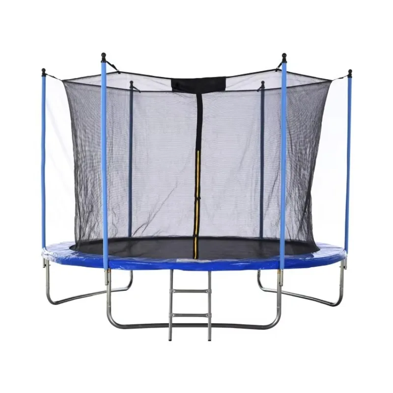 

10 '12 Recreational, Round Trampoline Outdoor, Safety Net Trampoline with Basketball Stand