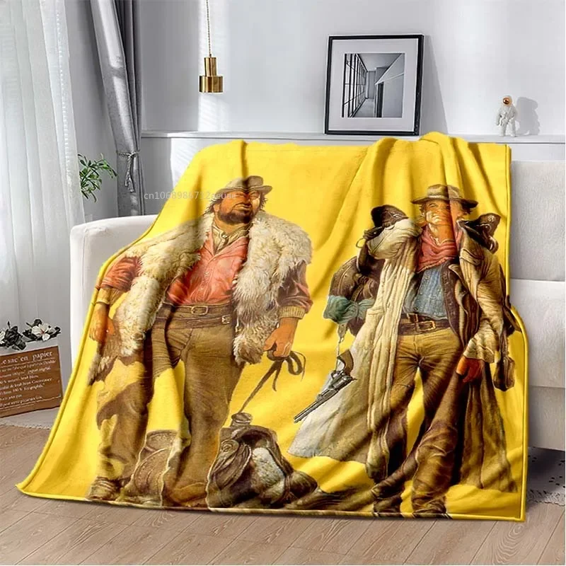 Terence Hill and Bud Spencer coperta stampata personaggio comico caldo sottile flanella morbida e confortevole coperta da viaggio per la casa regalo