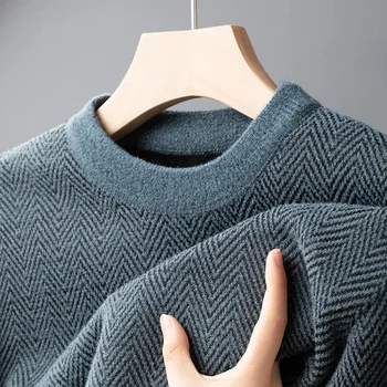 Invierno nueva felpa de mediana edad y ancianos de moda de los hombres de negocios Casual pulóver Tops ropa de los hombres