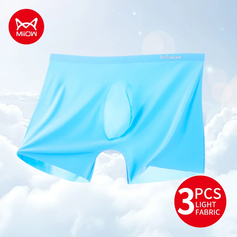 

MiiOW 3Pcs Ice Silk Men Underwear Graphene Boxers Thin Sexy Seamless Men's Panties Man Boxer Shorts Male Underpants MR8052