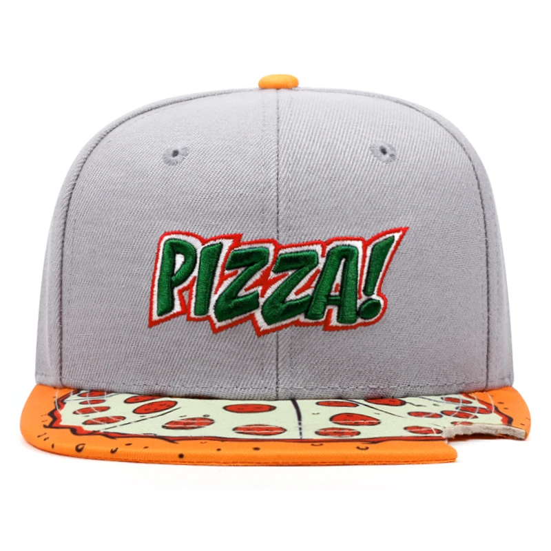 2025 Pizza-Stickerei Bedruckte Flachkappe Herren Hip-Hop-Mütze Damen Outdoor-Sport Sonnenschutz Baseballkappe Freizeithut – Detail 2