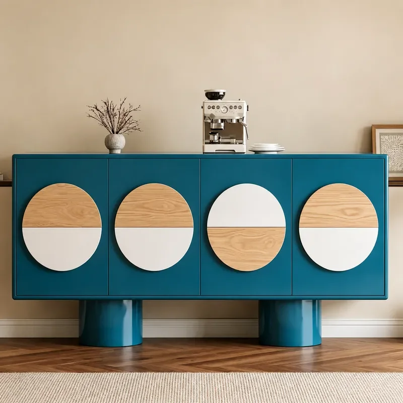 Nordic Solid Wood Side Cabinet Custom Dining Storage Locker Log Furniture for Hotel Home Quiet Style Creative Design