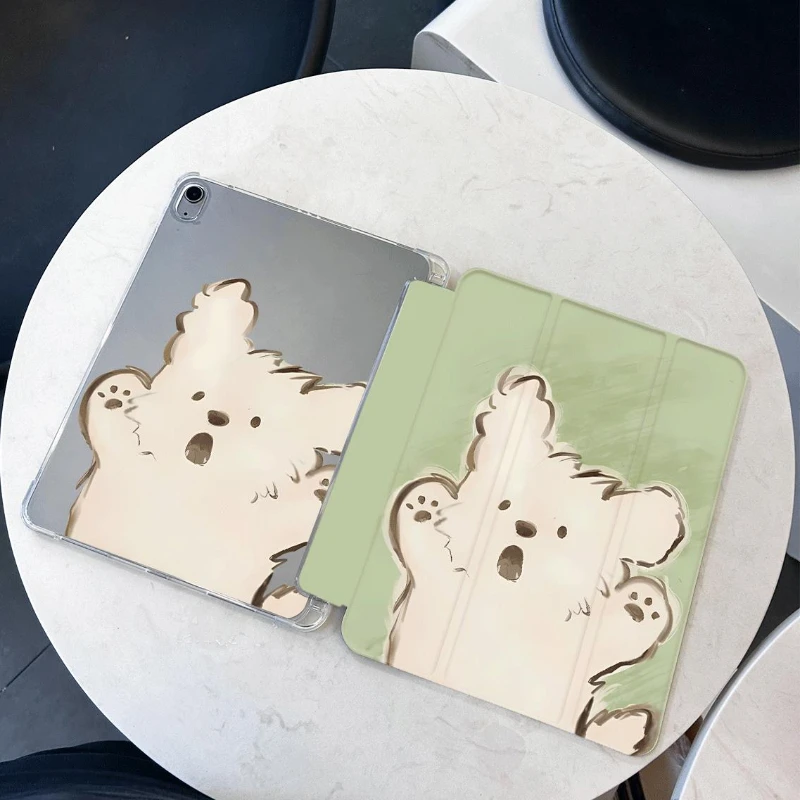 

Tablet Case for 7 8 9th 10.2 Funda Cover IPad Air 5 4 10.9 Cases Ipad Mini6 8.3 10th Funda White Puppy with Pencil Holder Case