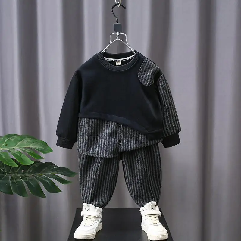 

Boys Fashion 2026 Striped Sweatshirt Two Piece Set Cotton Boys Children Babies Spring Autumn Season New Stylish Trendy Cool