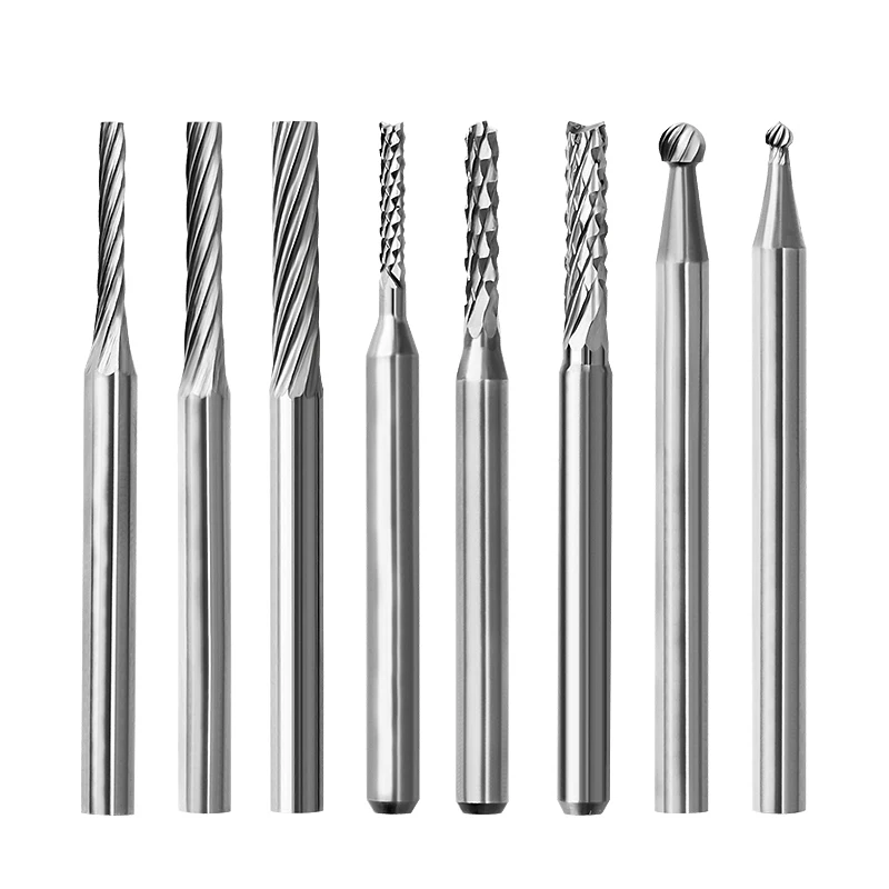 

10pcs 1/8" (3.175mm) Single Flute End Mill | Spiral CNC Router Bits for Wood & Plastic Cutting