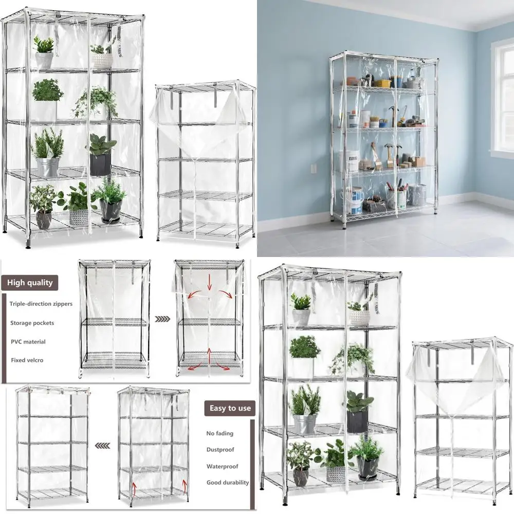 

Clear Zippered PVC Cover for 48x18x72 Wire Shelving, Transparent and Visible