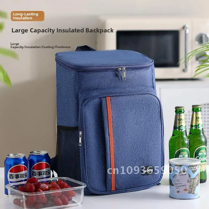 

Oxford Cloth Insulated Backpack Multi-functional Picnic Take-away Meal Bag Cold Bag Red Wine Ice Bag