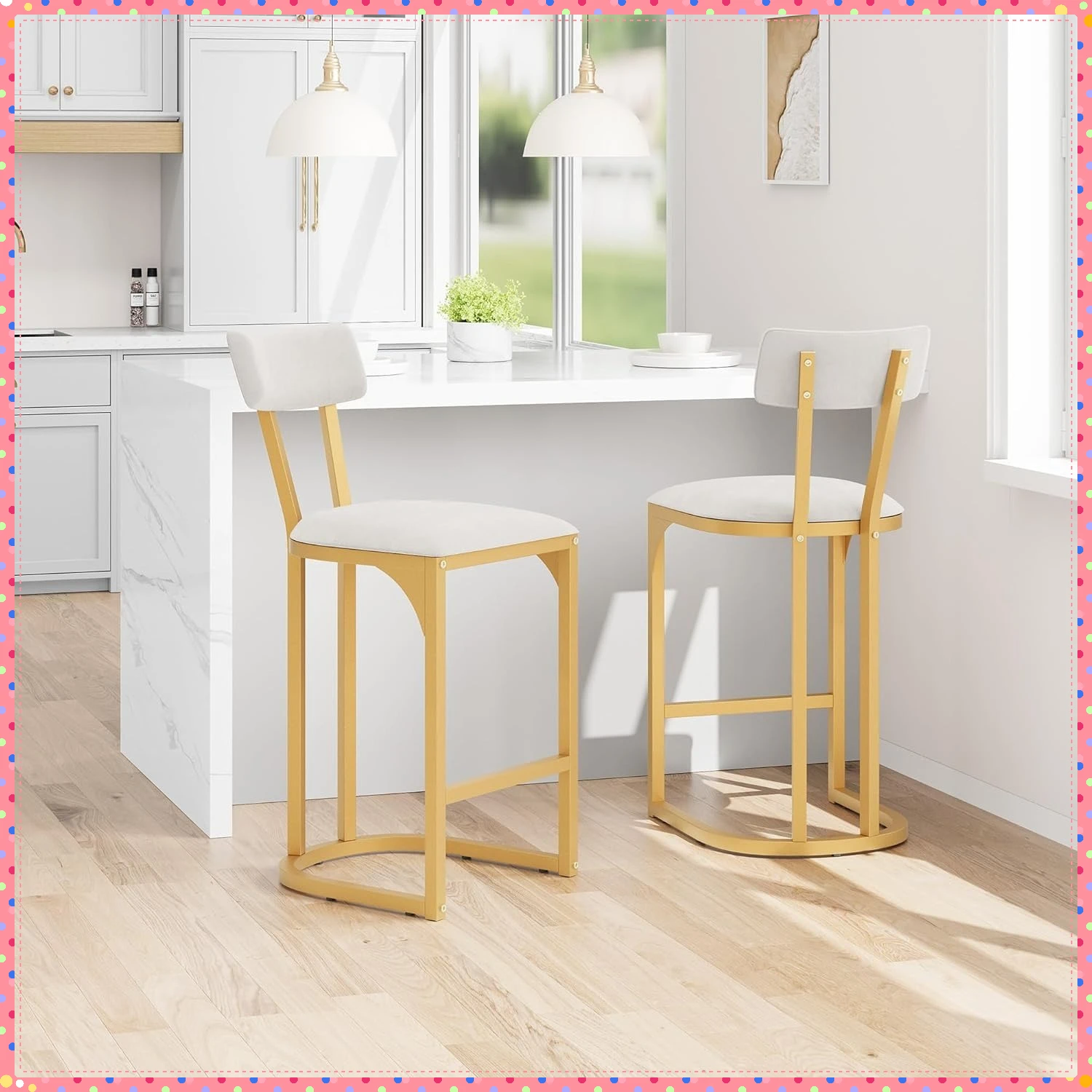 طقم كراسي بار مكون من قطعتين، مقاعد بار طويلة حديثة مع ظهر لطاولة المطبخ، وكراسي جزيرة لطاولة الطعام