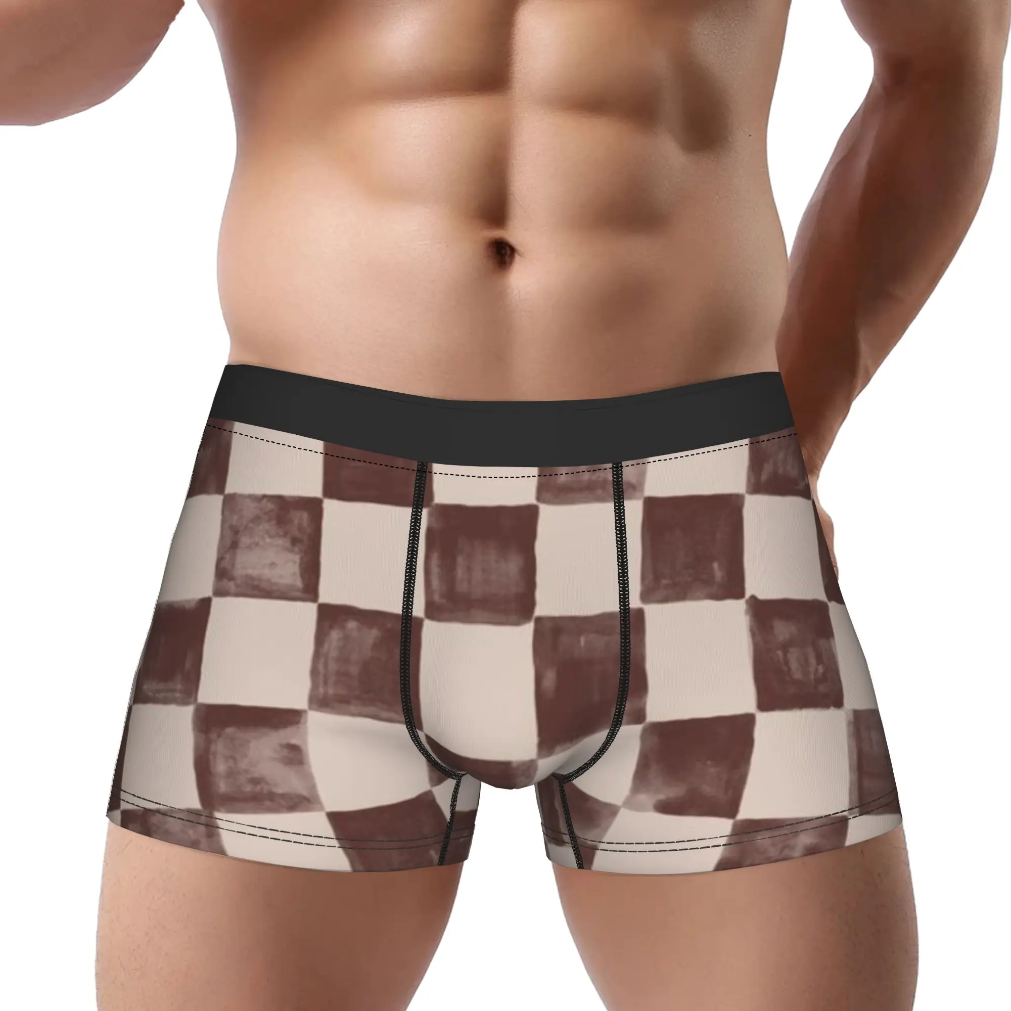 

Трусы-боксеры с клетчатым узором (7), дышащие, удобные, мужское нижнее белье
