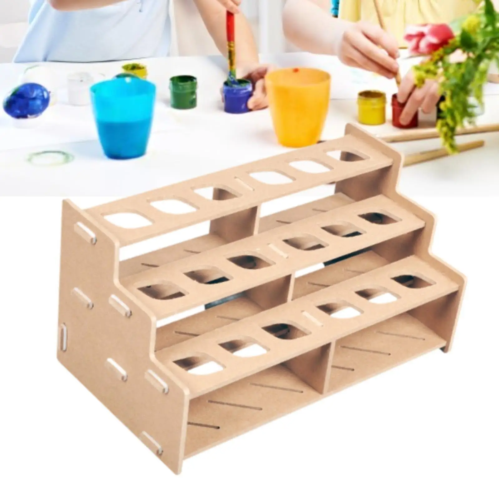 Craft Paint Storage Rack Easy Assembly Craft Paint Holder Wooden Paint Organizer Pigment Organizer Holder Home Workspace Artists