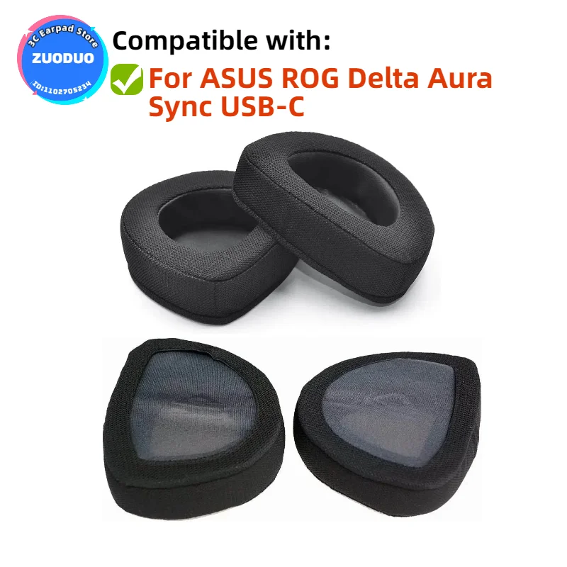 

1 Pair Replacement foam Ear Pads pillow Cushion Cover for ASUS ROG Delta Aura Sync USB-C Headphone Headset EarPads