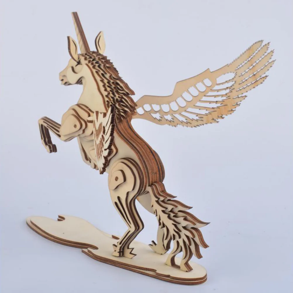 Unicorn 3D Puzzle For Kids Diy Educational Building Wooden Puzzles Set Wooden Puzzles Game Gift For Children