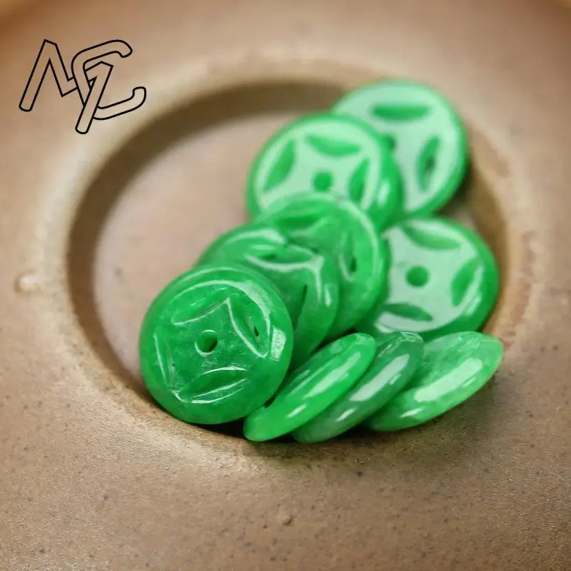 10pcs Green Jade Money Deduction Spacer 12mm Beads DIY Bracelet Earring Charm Jewellery Fashion Accessories Amulet Gifts Women