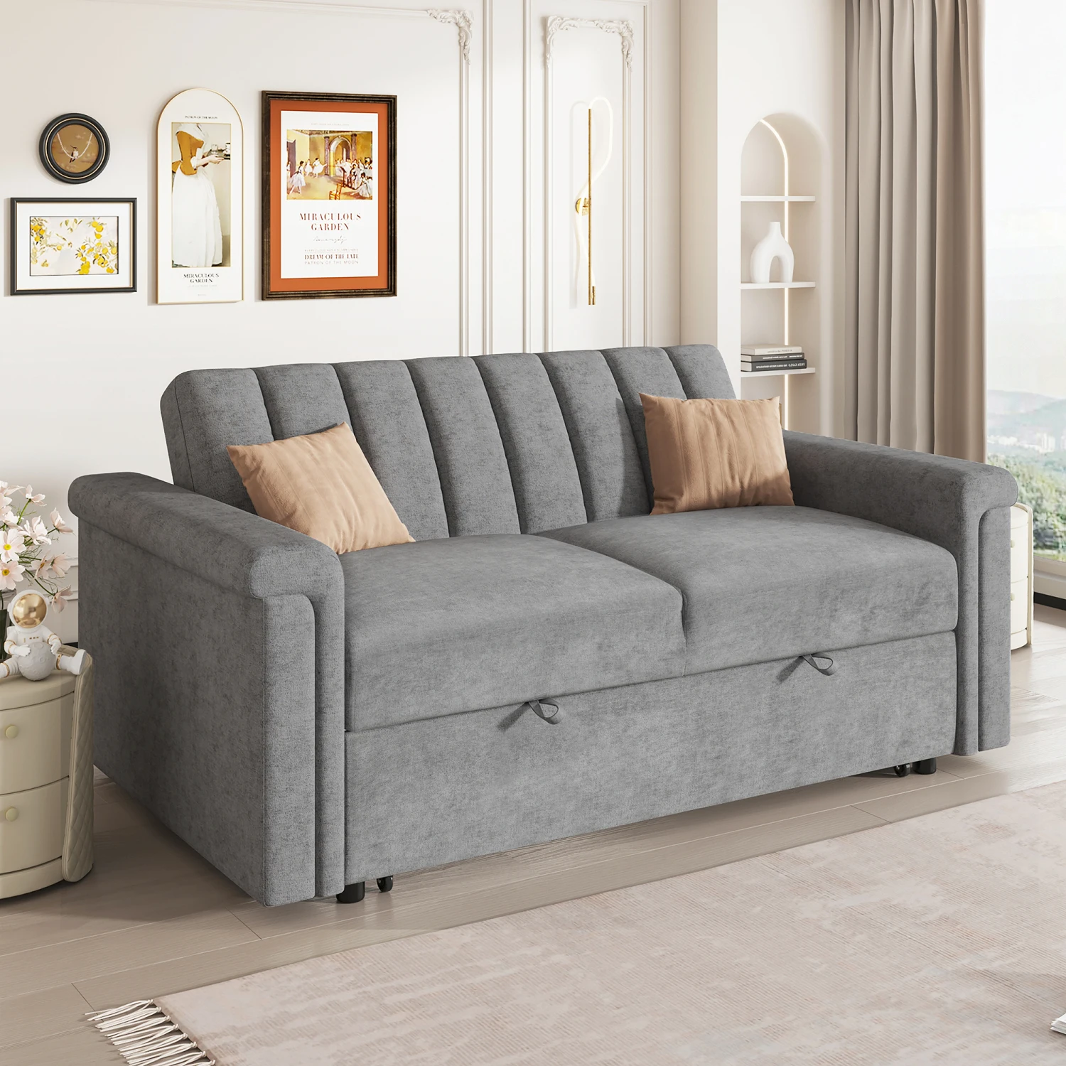 Convertible Soft Cushion Sofa Bed for Two People Sit On