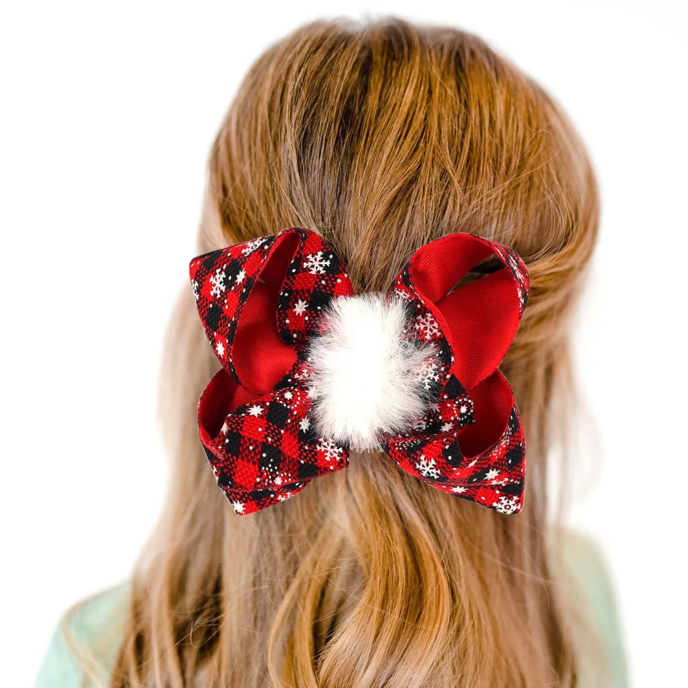 20 PCS, 4.7 inch Christmas JOJO Bows Hair Clips, Snowflower Printed Twist Boutique Hair Bow Clips Girls Hair Accessories