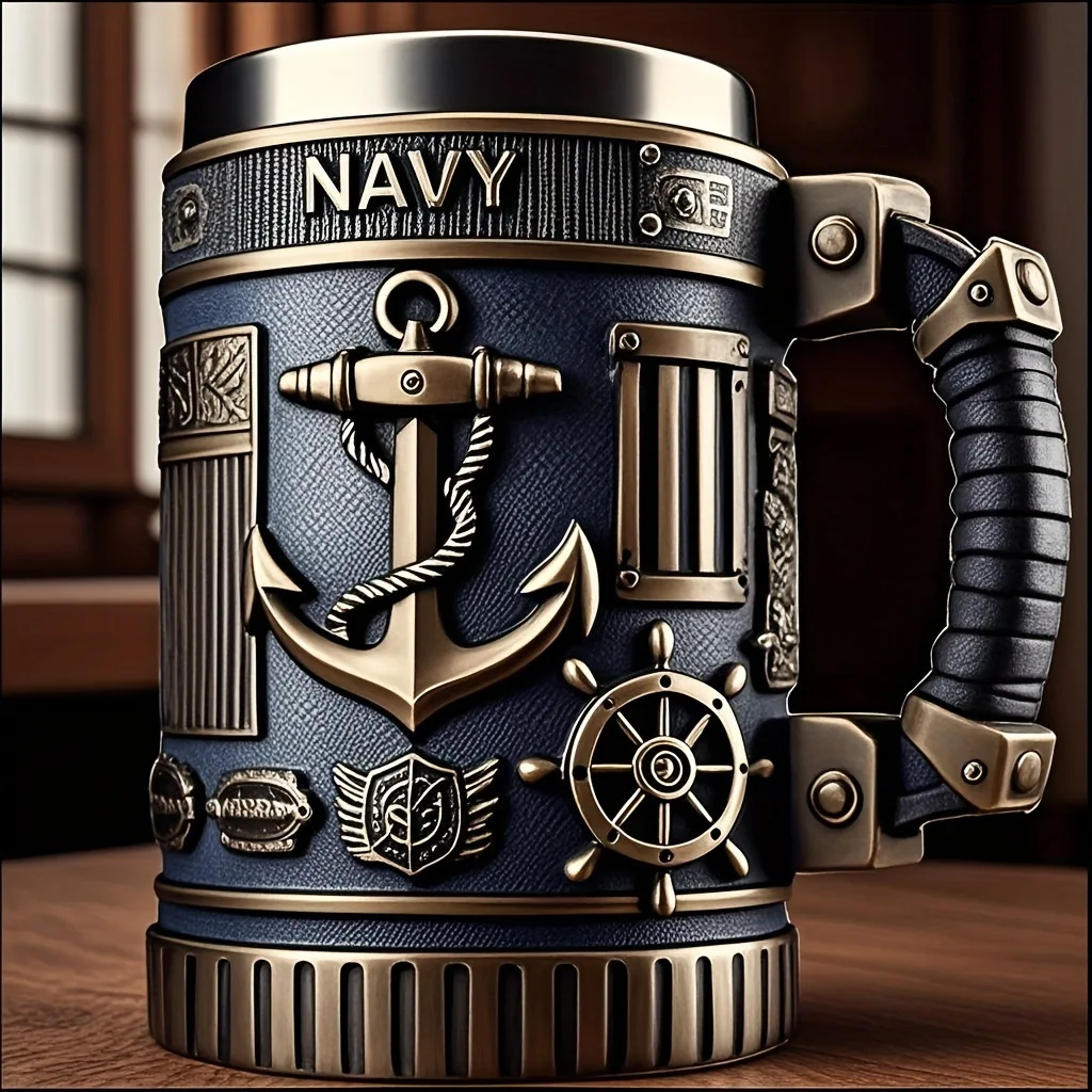 Emsa Navy Themed Warship Anchor Resin Cup with Stainless Steel Inner Liner