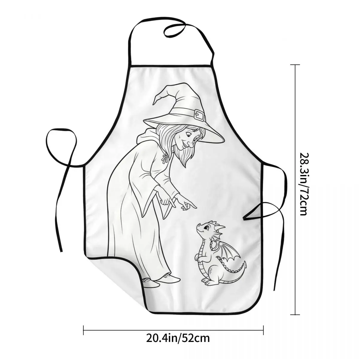 Cute Witch With Pet Dragon Aprons Chef Cooking Tablier Waterproof Bib Kitchen Cleaning Pinafore for Women Men Painting