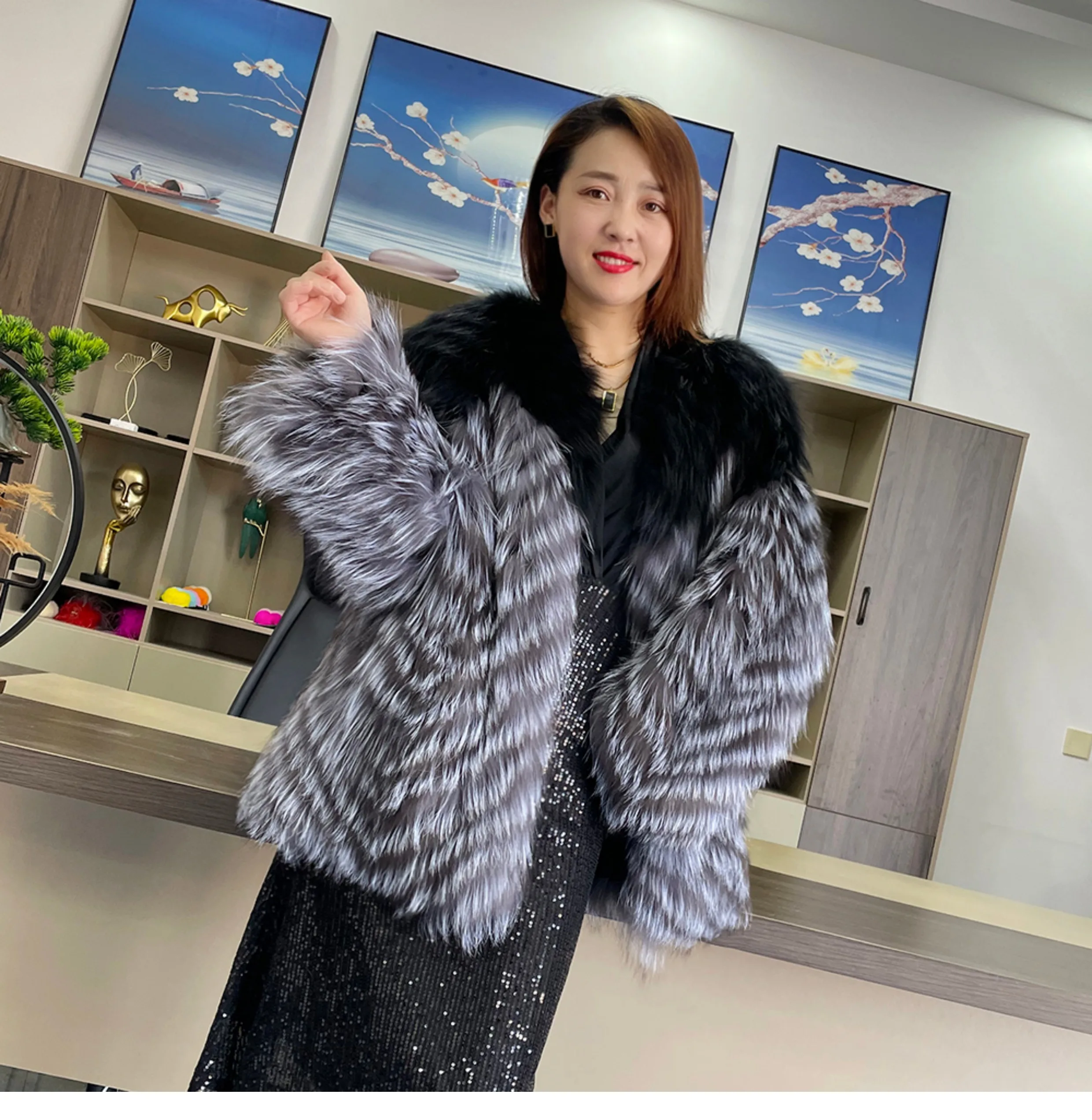 

Hot selling fashionable new mid-length popular women's autumn and winter imported fox fur clothing fur coat