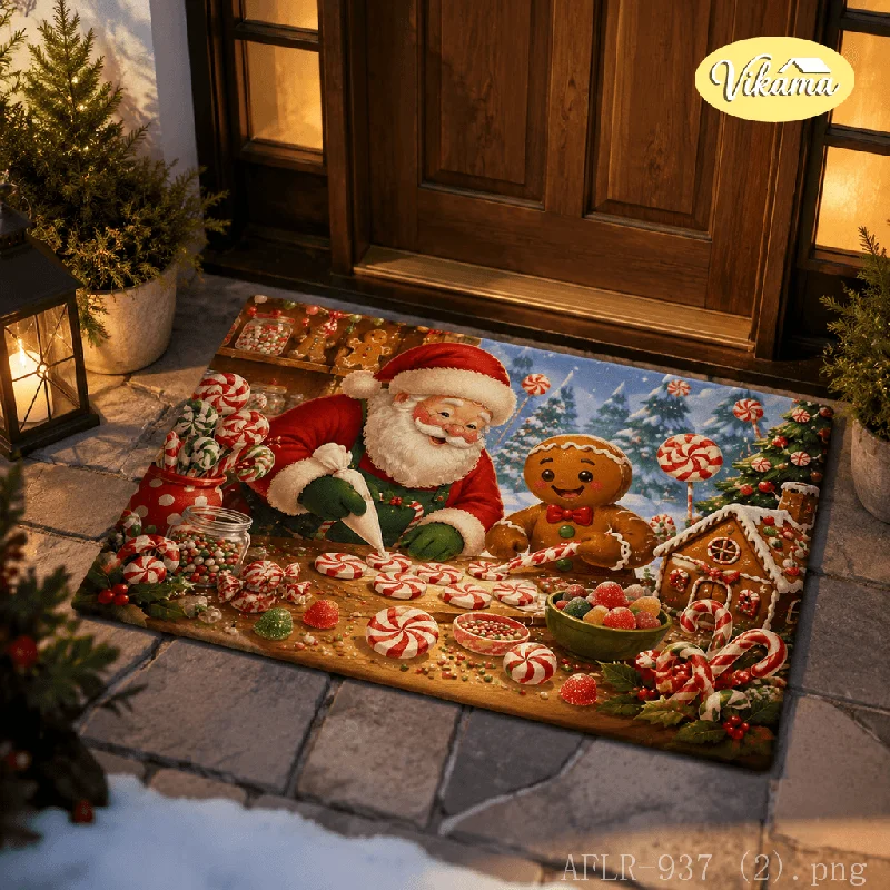 VIKAMA Christmas-Themed Doormat—Comfortable, Non-Slip Mat for Bedroom Entrances, Bedside, Bathrooms, and Home Accessories