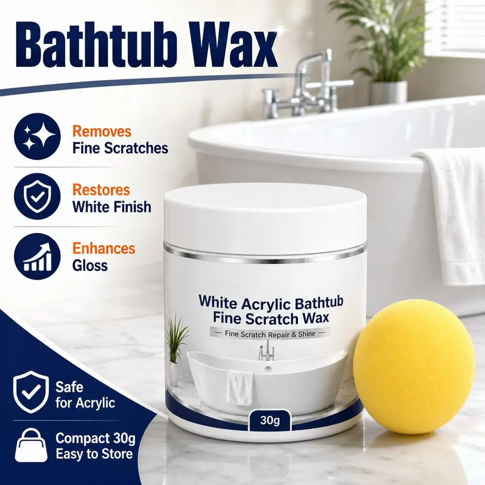 White Acrylic Bathtub Fine Scratch Repair Wax, Fine Scratch Remover Toilet Sink Shower Crack Hole Scratches Fix Adhesive