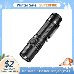 SUPERFIRE A20 Taktik El Feneri 2000LM Güçlü LED USB C Şarj Edilebilir Torch 21700 Bellek Fonksiyonlu, SST40 Dış Mekan Işığı