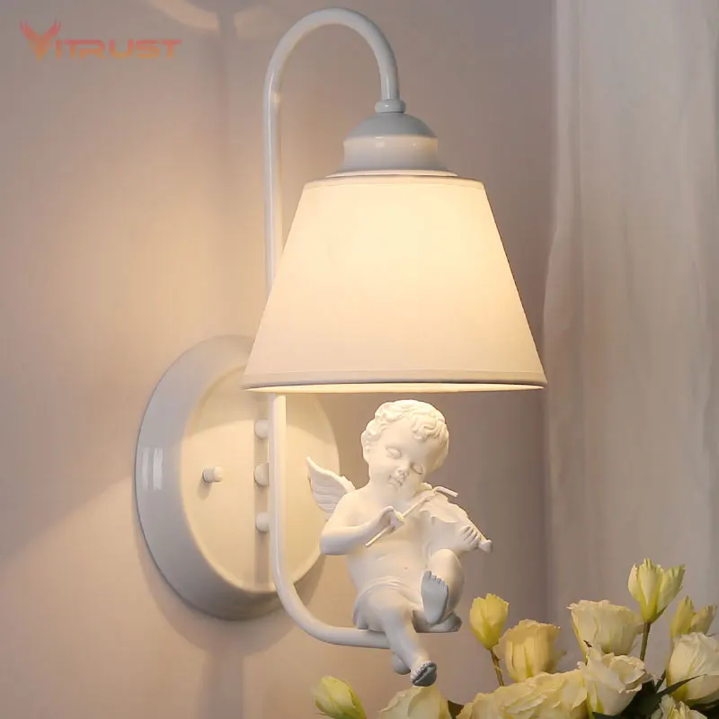 Nordic Angel Wall Light Garden Style Wall Lamp Bedroom Bedside Decorative Lamps