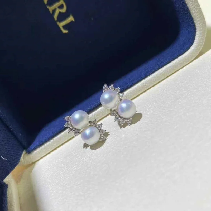 

SGARIT Aurora Perfectly Round Flawless Pearl 925 Sterling Silver 5-6mm Natural Freshwater Pearl Earrings for Women