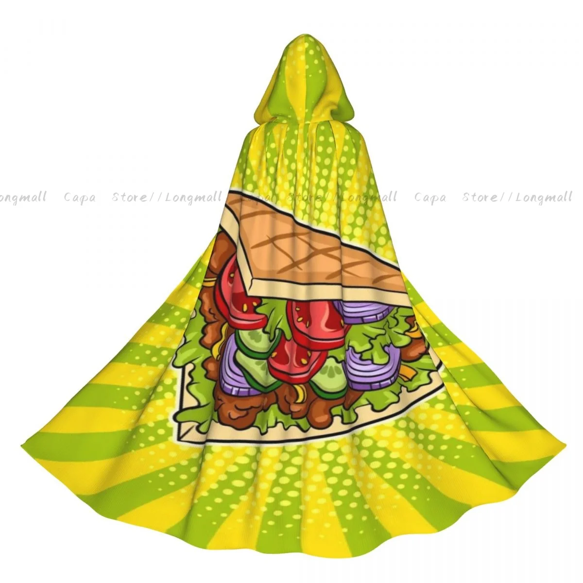 Capa de bruja Doner Kebab Pop Art disfraz de Halloween Cosplay capa unisex para adultos capa Retro para edades
