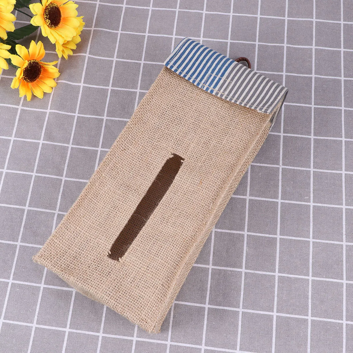 

Tissue Box Door Back Hanging Multi-purpose Jute Cotton and Linen Tissue Towel Bag for Kitchen Living Room ( Color)