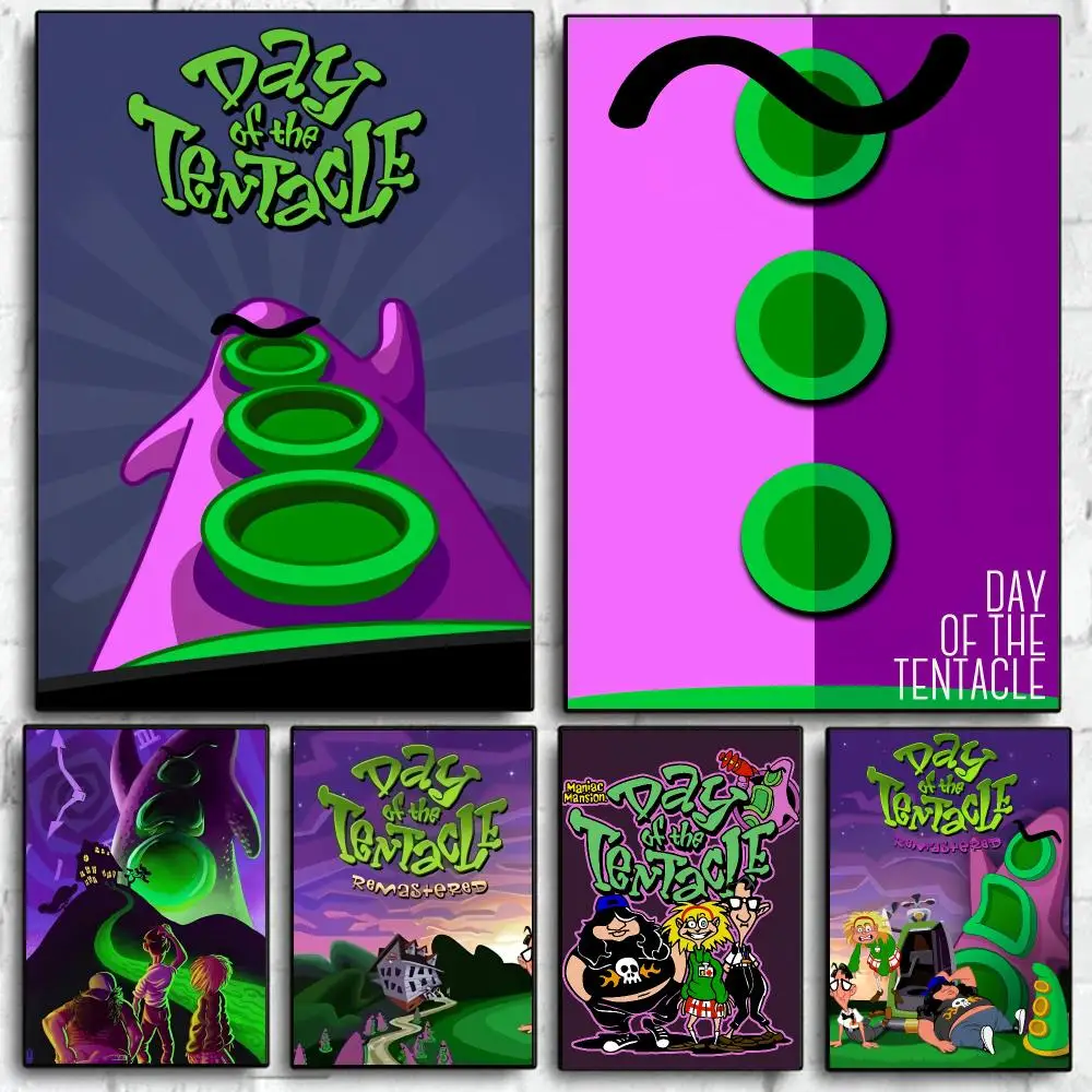 Hot Gaming D-Day of the Tentacle Poster Self Adhesive Wall Art Decor for Bedroom Living Room Office Home Decor Gift